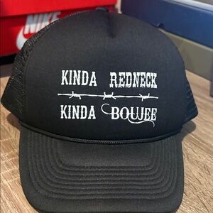 Black Trucker Hat with White Embroidery